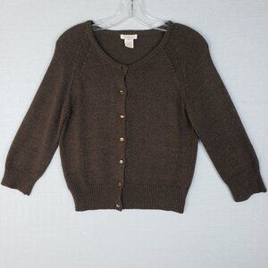 Sundance Silk Angora Cardigan Cropped Brown Metallic size M Boho Resortwear